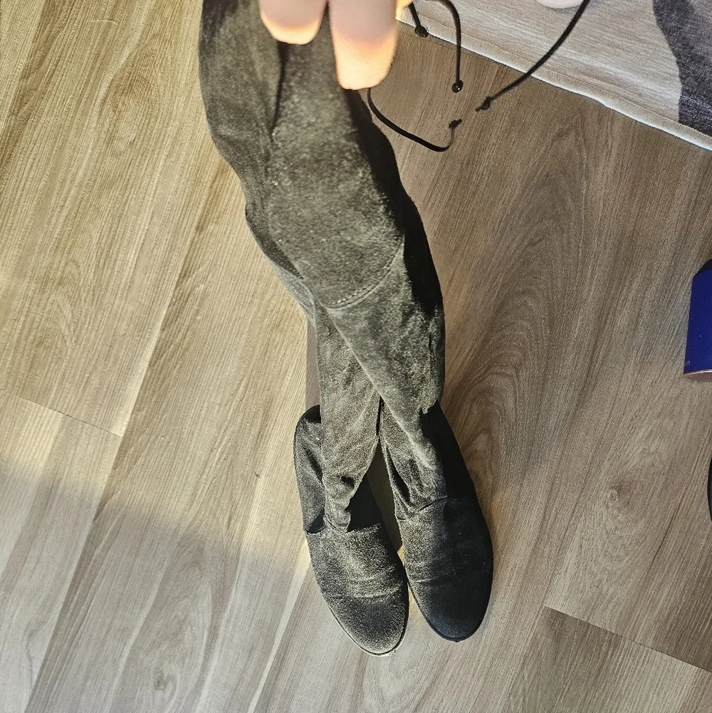 Stuart Weitzman Black Lowland Suede Thigh High Boots size 5